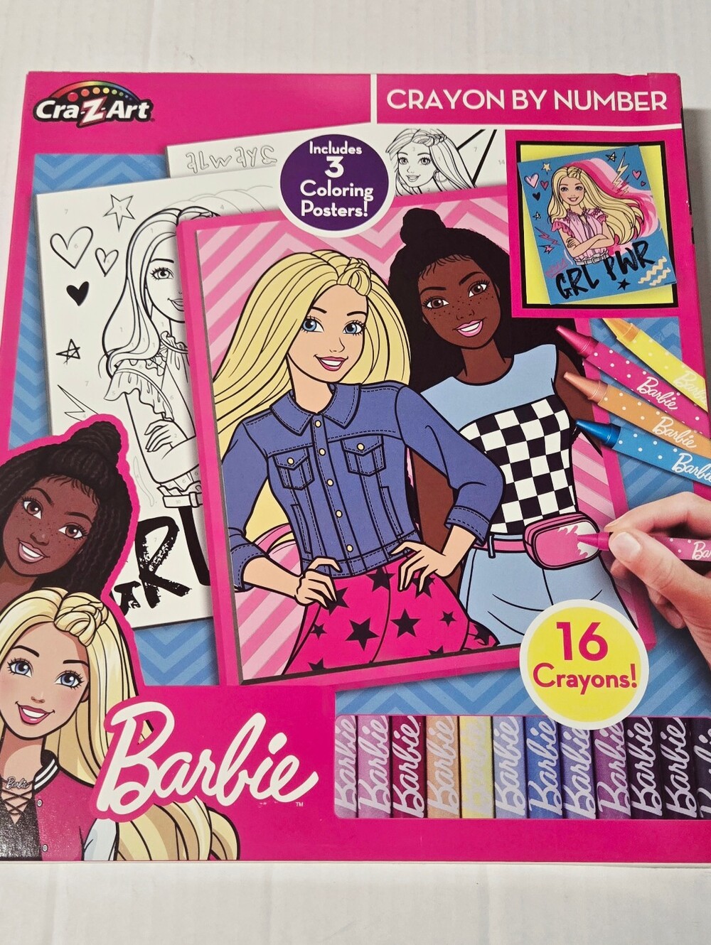 Barbie Cra-Z-Art Crayon by Number Coloring Kit 3 Posters 16 Crayons 8x10